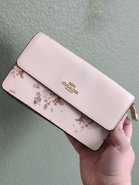 Coach Rose Floral Cream Wristlet